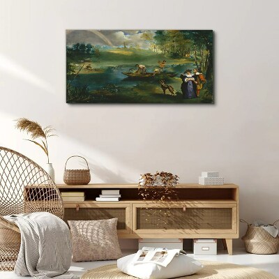 Foto op canvas Een scène aan het water met vissers