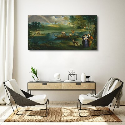 Foto op canvas Een scène aan het water met vissers