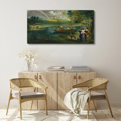 Foto op canvas Een scène aan het water met vissers