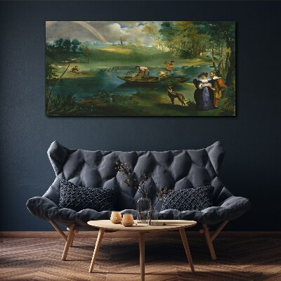 Foto op canvas Een scène aan het water met vissers