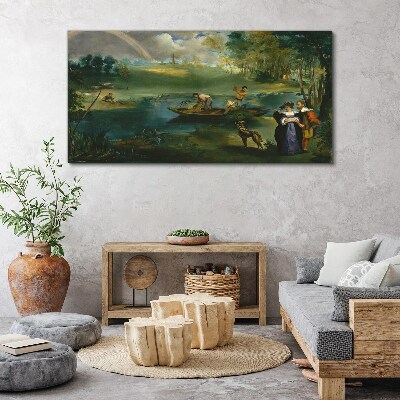 Foto op canvas Een scène aan het water met vissers