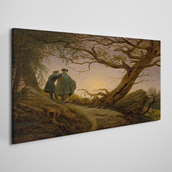 Canvas schilderij Zonsondergang over het landschap