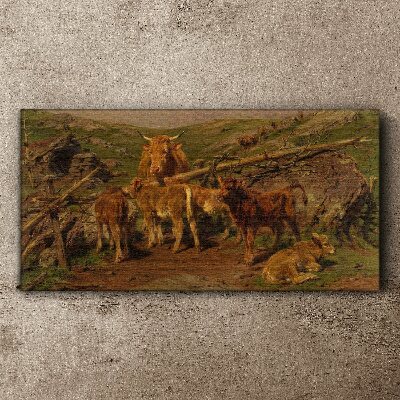 Foto op canvas Pastoraal landschap met vee