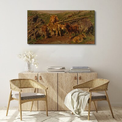 Foto op canvas Pastoraal landschap met vee