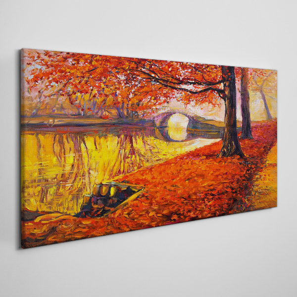 Canvas schilderij Gouden herfst aan de rivier