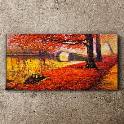Canvas schilderij Gouden herfst aan de rivier