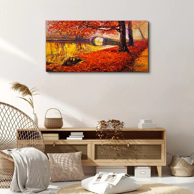 Canvas schilderij Gouden herfst aan de rivier
