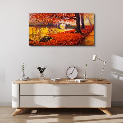 Canvas schilderij Gouden herfst aan de rivier