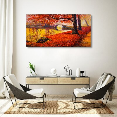 Canvas schilderij Gouden herfst aan de rivier