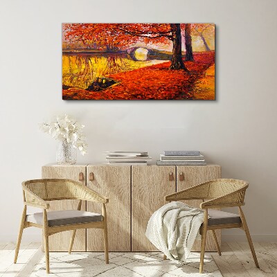 Canvas schilderij Gouden herfst aan de rivier
