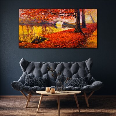 Canvas schilderij Gouden herfst aan de rivier