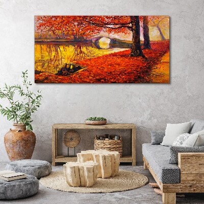 Canvas schilderij Gouden herfst aan de rivier