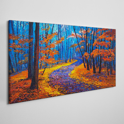 Canvas schilderij Herfstlaan in de kleuren van de zonsondergang