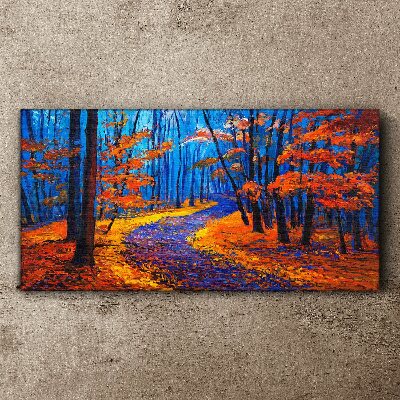 Canvas schilderij Herfstlaan in de kleuren van de zonsondergang