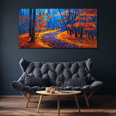 Canvas schilderij Herfstlaan in de kleuren van de zonsondergang