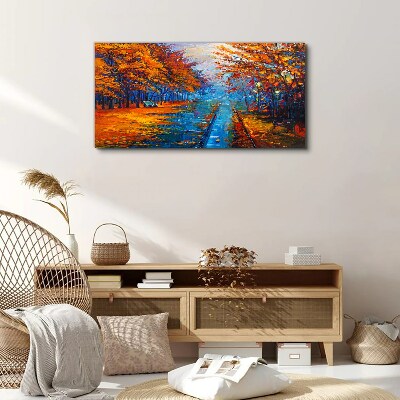 Foto op canvas Gouden herfst over het kalme water