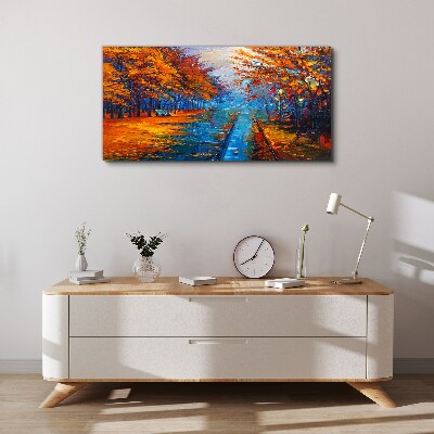 Foto op canvas Gouden herfst over het kalme water