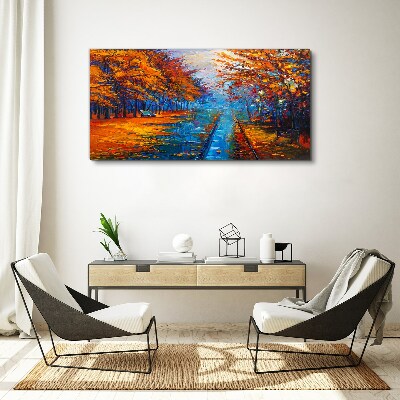 Foto op canvas Gouden herfst over het kalme water