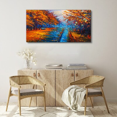 Foto op canvas Gouden herfst over het kalme water