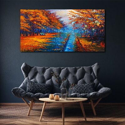 Foto op canvas Gouden herfst over het kalme water