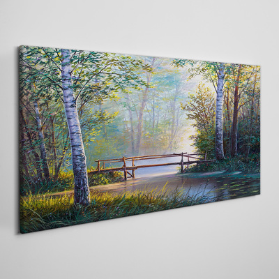 Foto op canvas Een brug in een boslandschap