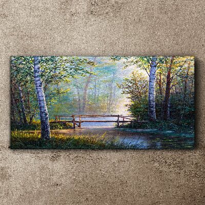 Foto op canvas Een brug in een boslandschap
