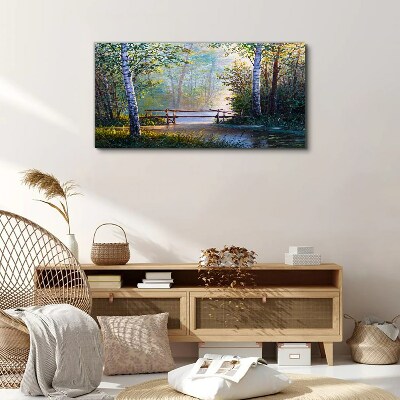 Foto op canvas Een brug in een boslandschap