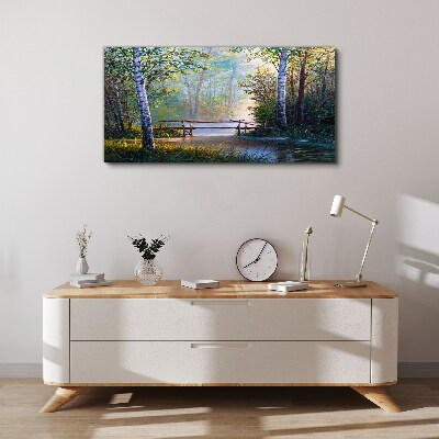 Foto op canvas Een brug in een boslandschap