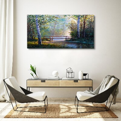 Foto op canvas Een brug in een boslandschap