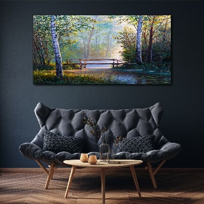 Foto op canvas Een brug in een boslandschap