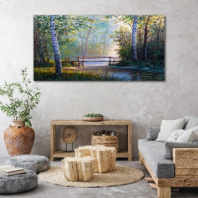 Foto op canvas Een brug in een boslandschap