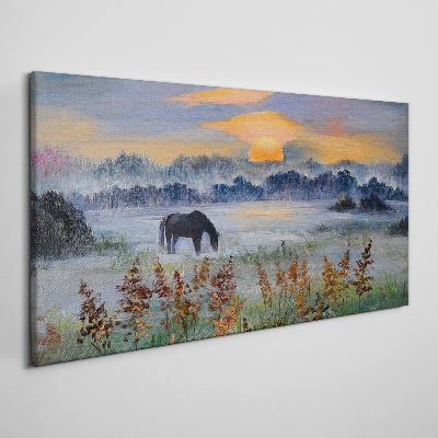 Canvas schilderij Een rustige ochtend aan het meer