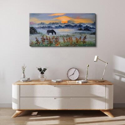 Canvas schilderij Een rustige ochtend aan het meer