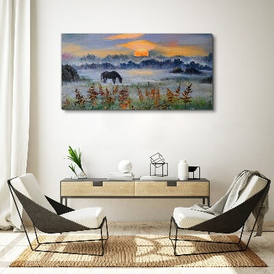 Canvas schilderij Een rustige ochtend aan het meer