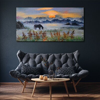 Canvas schilderij Een rustige ochtend aan het meer