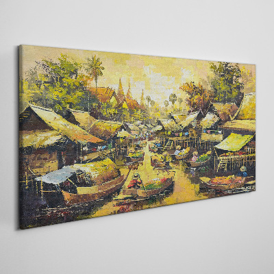 Canvas schilderij Tropische drijvende markt