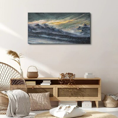 Schilderij op doek Berglandschap bij schemering