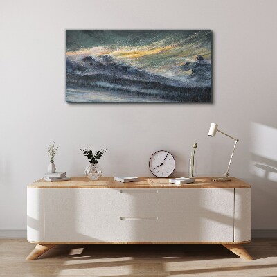 Schilderij op doek Berglandschap bij schemering