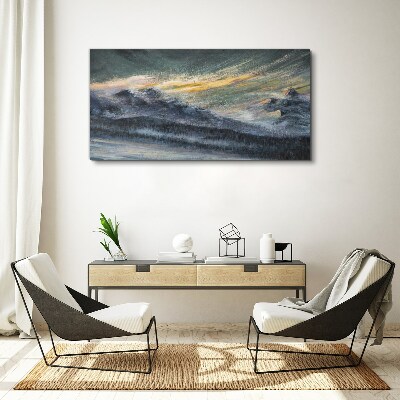 Schilderij op doek Berglandschap bij schemering