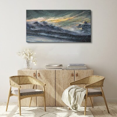 Schilderij op doek Berglandschap bij schemering