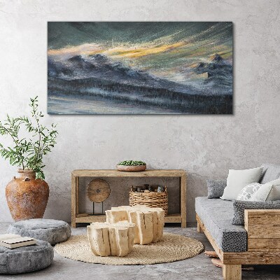 Schilderij op doek Berglandschap bij schemering