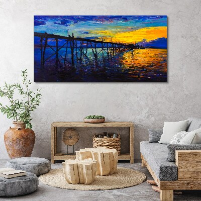 Schilderij op doek Zonsondergang over de pier