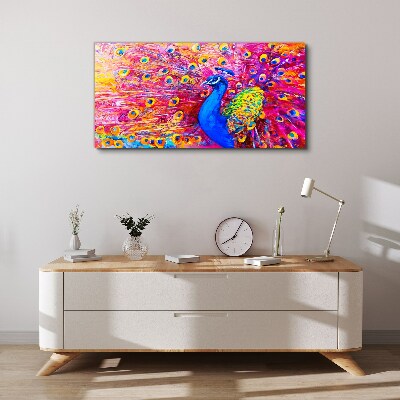 Foto op canvas Een kleurrijke pauw in de lentegloed