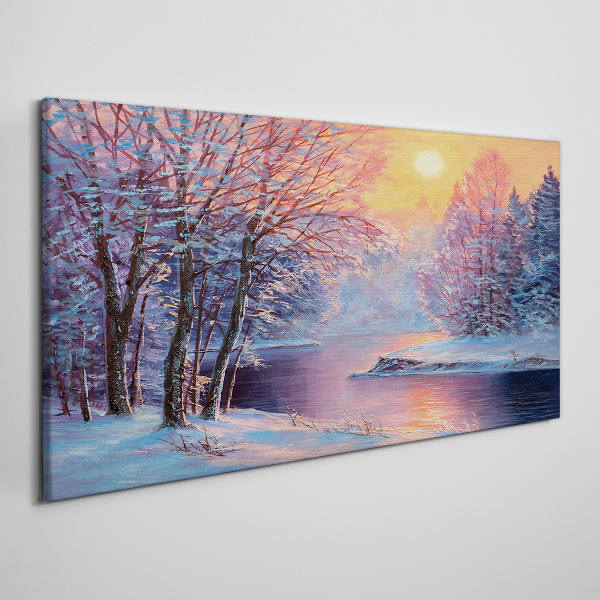Canvas schilderij Winterlandschap bij zonsopgang