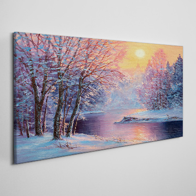 Canvas schilderij Winterlandschap bij zonsopgang