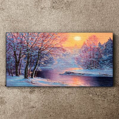 Canvas schilderij Winterlandschap bij zonsopgang