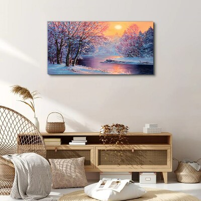 Canvas schilderij Winterlandschap bij zonsopgang
