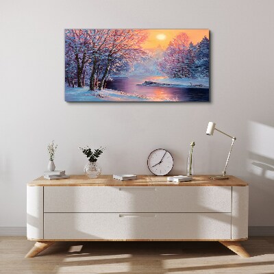 Canvas schilderij Winterlandschap bij zonsopgang