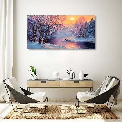 Canvas schilderij Winterlandschap bij zonsopgang