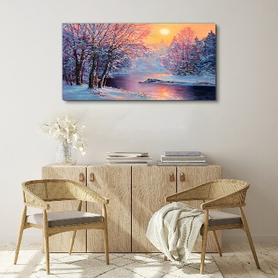 Canvas schilderij Winterlandschap bij zonsopgang